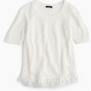 J Crew Fringy Sweater Linen Short Sleeve Linen M